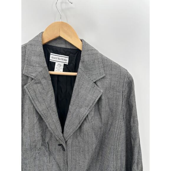 August Max Woman Blazer Women 16W Black Grey Silk Wool Blend Three Button - Picture 4 of 7